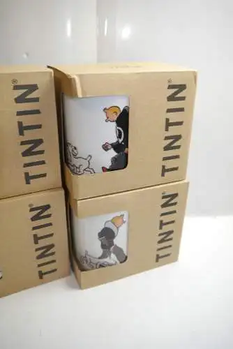 Tintin Tim & Struppi  Set 4x Tasse Soviet Congo Amerika Zigarren b/w + color