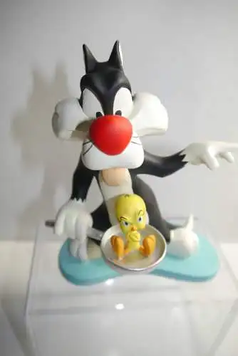 Looney Tunes Sylvester & Tweety Pfanne David Kracov Resin Figur ca. 18cm