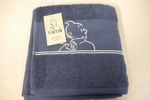 TIM & STRUPPI Tintin  Handtuch + Waschlappen indigo blau  50x100cm