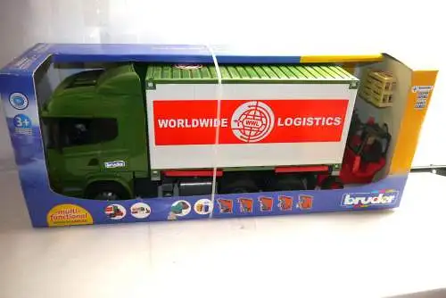 Bruder 03580 Scania  Logistik LKW Worldwide WWL Logistics   1/16  OVP F29