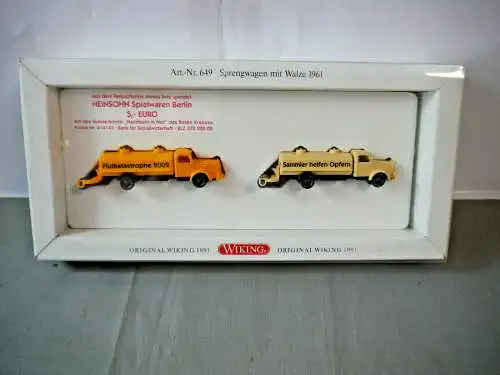 WIKING 649 Spengwagen mit Walze 1961Flutkatastrophe 2002 Sammler 1:87 (K 8)