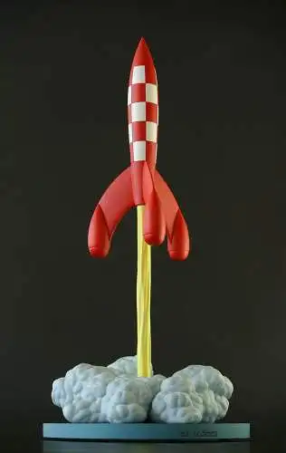 TIM und STRUPPI  startende Rakete MOULINSART  46405 TINTIN 40cm