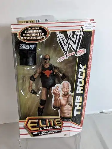 WWE Elite #16 The Rock & T-Shirt Actionfigur Mattel Y4112   K33