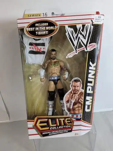 WWE Elite #16 CM Punk & T-Shirt Actionfigur Mattel W6531  K33