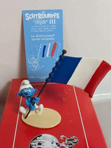 DIE SCHLÜMPFE Smurfs Schlumpf mit französischer Flagge PIXI 6469 Metall Figur