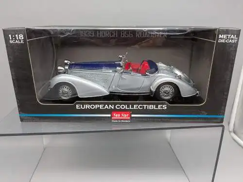 Sun Star  1939 Horch 855 Roadster Cabriolet silber / blau  1/18 in  OVP  F13