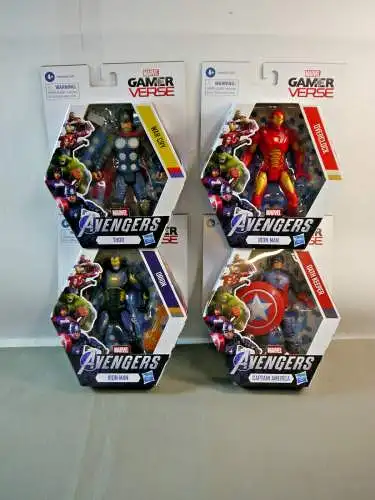 Marvel Avengers Gameverse 4 Figuren Thor 2x Iron Man  Cap. America Hasbro KAL