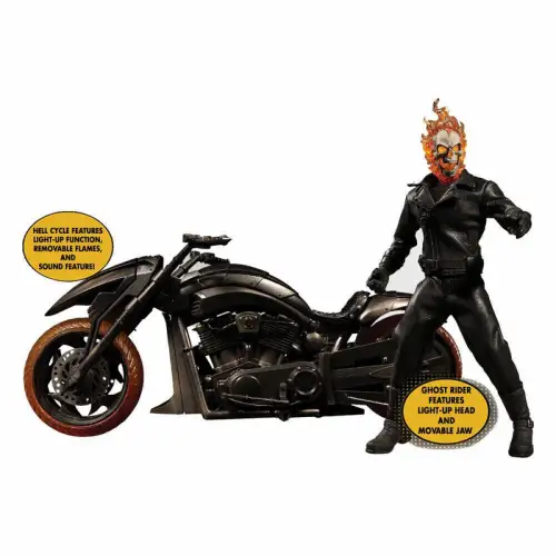 Ghost Rider Actionfigur & Fahrzeug Ghost Rider & Hell Cycle 1/12  MEZCO OBC