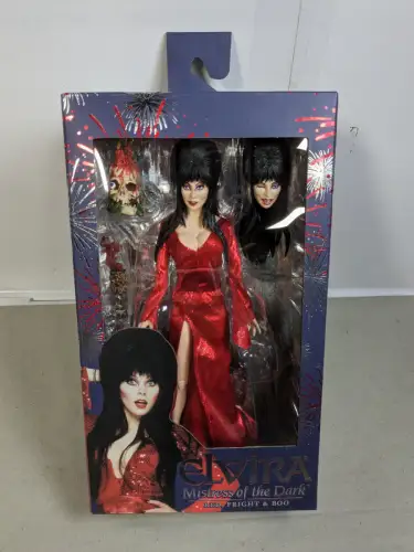NECA Elvira, Mistress of the Dark Clothed Red, Fright, and Boo 20 cm  1F