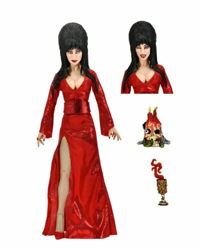 NECA Elvira, Mistress of the Dark Clothed Red, Fright, and Boo 20 cm  1F