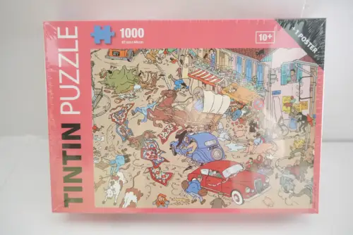 TIM & STRUPPI Tintin Puzzle Unfall auf dem Platz  mit Poster 1000 Teile  81554