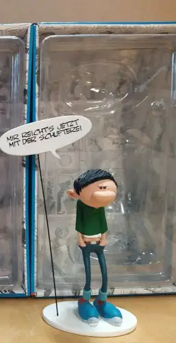 GASTON LAGAFFE mit Schild Mir Reichts jetzt mit der Schufterei PLASTOY 20cm