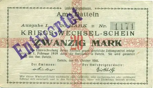 6 Notgeld Scheine Amt Datteln