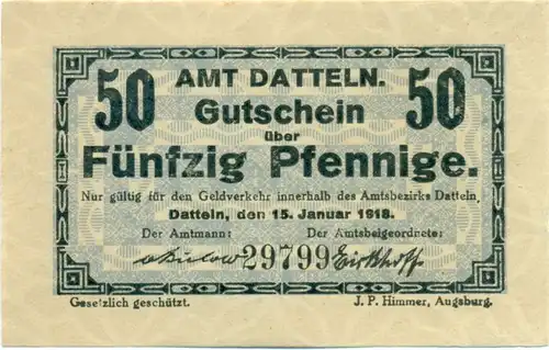 6 Notgeld Scheine Amt Datteln