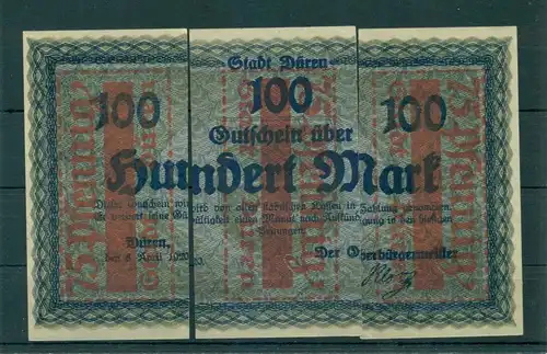 3 x 3 Notgeld Scheine Düren
