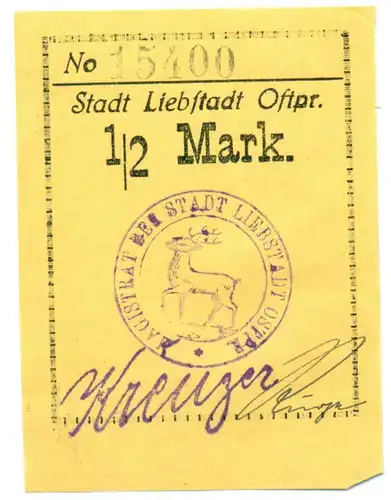 2 Scheine Notgeld Liebstadt Ostpreußen