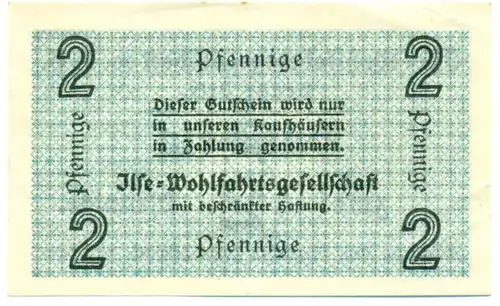 2 Scheine Notgeld Ilse Wohlfahrtsgesellschaft