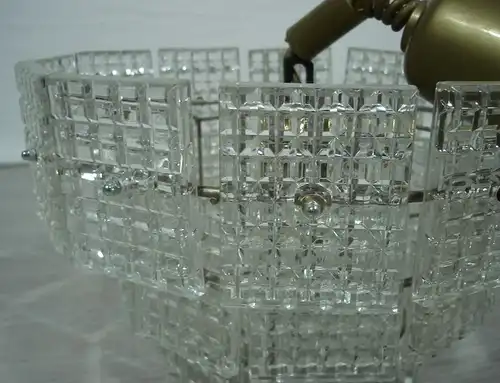 70er Kristall Hängelampe mit 27 Prismen Glasplatten, 3 Stufen, Made in Italy