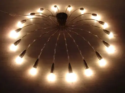 50er 60er XXL Spinnen Sputnik Kronleuchter Atomic Space Age Deckenlampe 18-flammig, Mid Century Modern