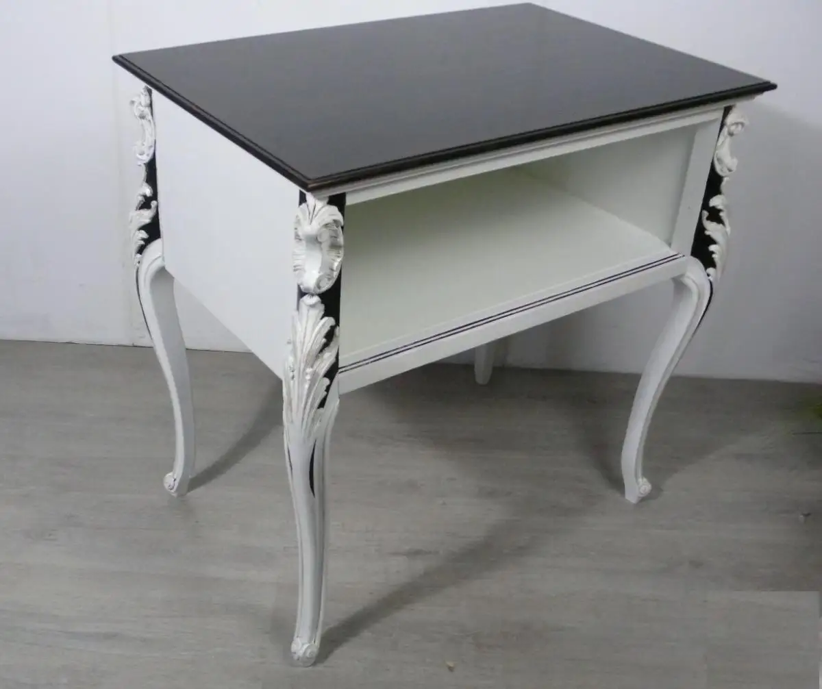 1930er Anrichte Tisch Chippendale Stil mit Ablage, Weiß + Nußbaum dunkel  3