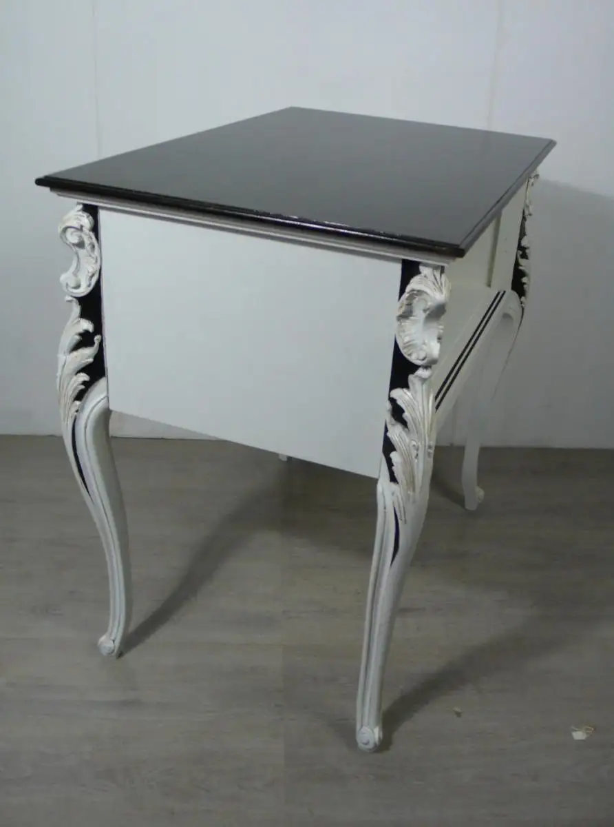 1930er Anrichte Tisch Chippendale Stil mit Ablage, Weiß + Nußbaum dunkel  5