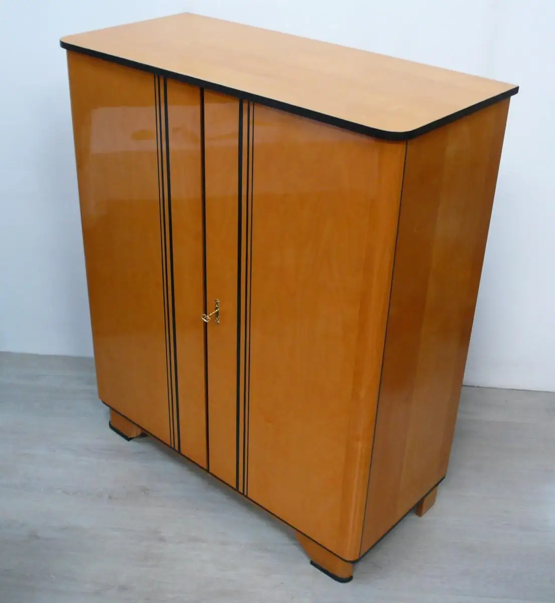 50er 60er Vertiko Sideboard Wäscheschrank 2-türig, Esche Hochglanz Mid Century Modern 2