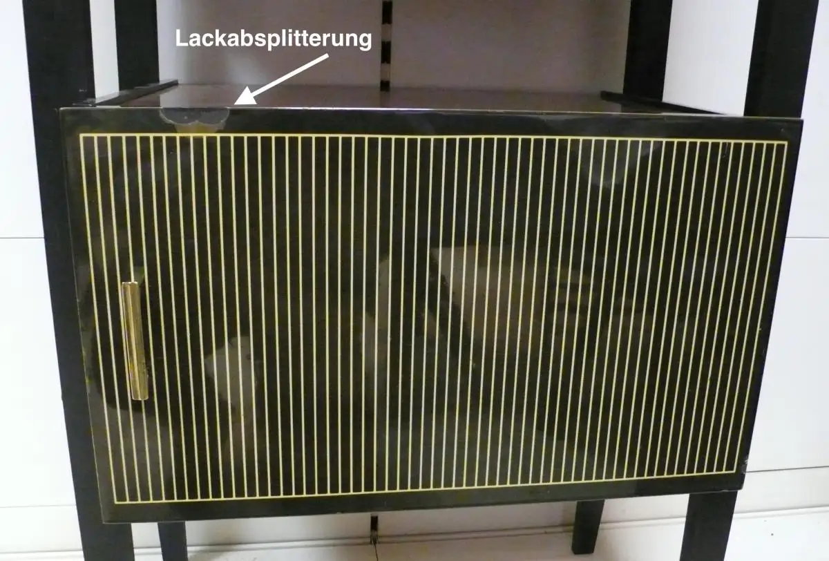 60er Schmaler Schrank Geschirrschrank Italienisches Design Schwarz + Teak Hochglanz Mid Century Modern 3