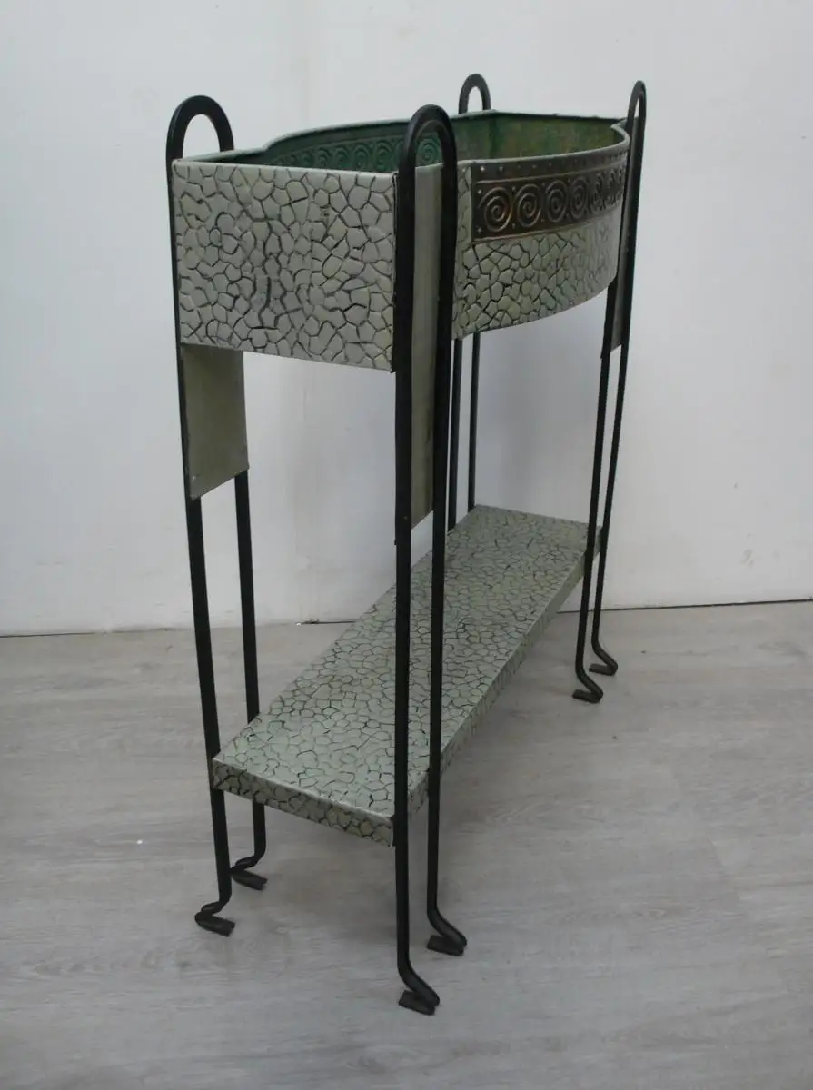 Metall Blumenständer Blumenbank shabby metallic Mint-Grün Jugendstil 1920 5