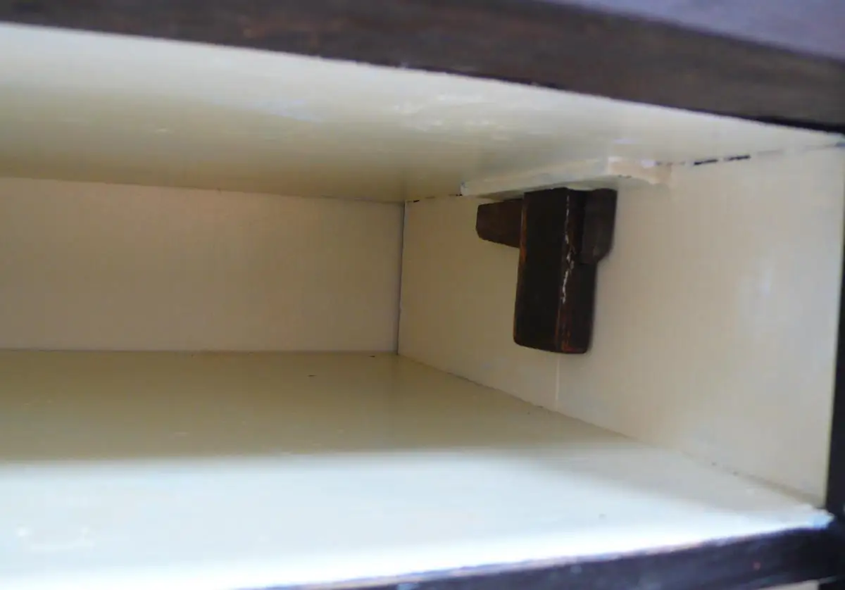 Rolladenschrank Aktenschrank Nußb dunkel + Shabby Creme Jugendstil um 1910 4