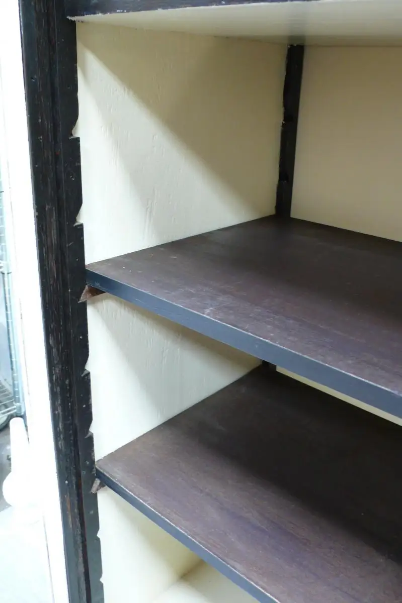 Rolladenschrank Aktenschrank Nußb dunkel + Shabby Creme Jugendstil um 1910 6