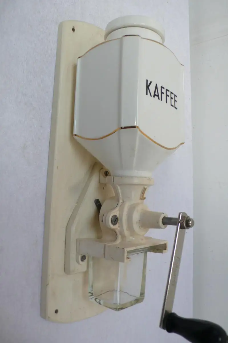 1940er Lehnartz Wand Kaffeemühle mit Roesler Porzellan Container  Made in Germany, コーヒーグラインダー, 커피 빻는 기구  1