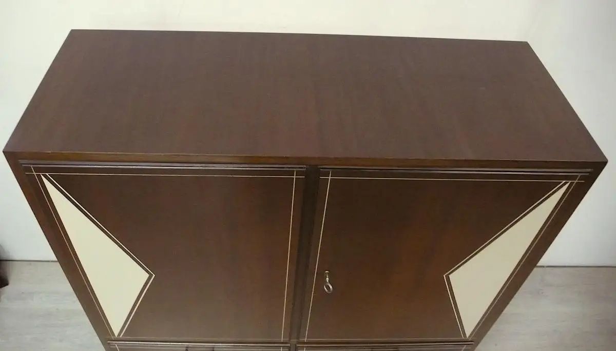 50er 60er Sideboard 2türig 2 Schubladen WK Möbel Haarnadelbeine Nußbaum  + Creme, Mid Century Modern (1) 4