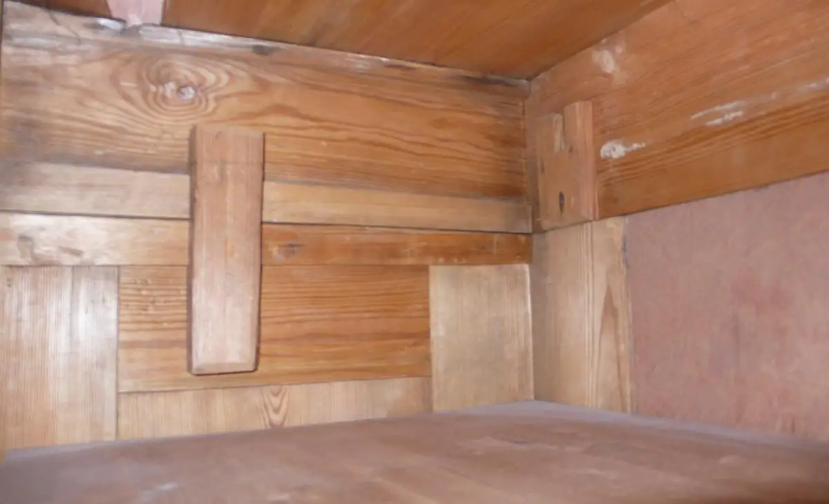 Antiker Dielenschrank, Kleiderschrank, 2-türig, 2 Schubladen Weichholz Natur Steckschrank um 1870 Louis Philippe 5