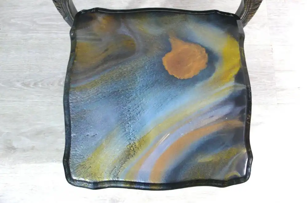 3er Set Satz Tische Beistelltische Chippendale Stil Schwarz marmoriert Epoxit Kunst Handarbeit 5