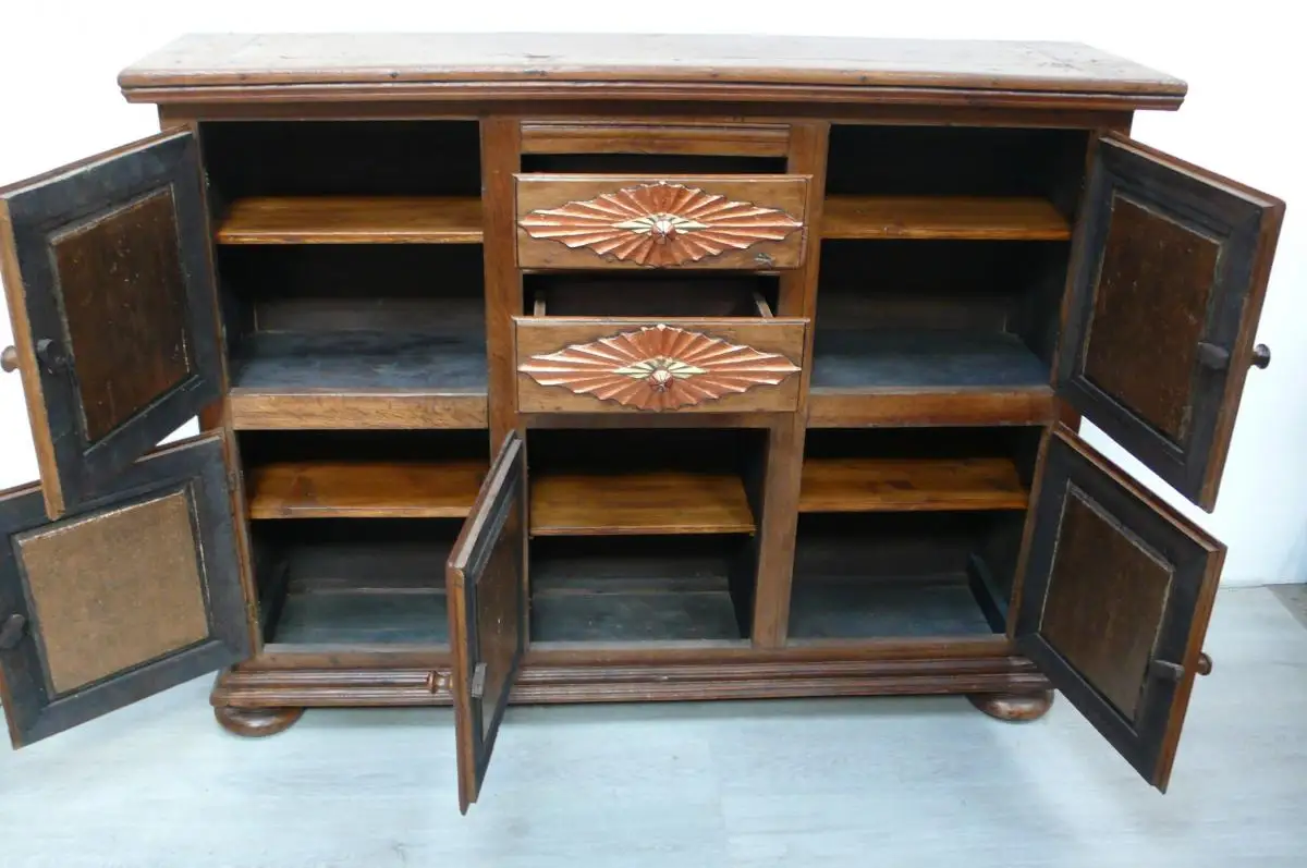 Sideboard aus Mexiko Rustikal Vollholz 5 Türen 2 Schubladen mit Kupfer handbemalt Mexiko Landhaus Stil 2