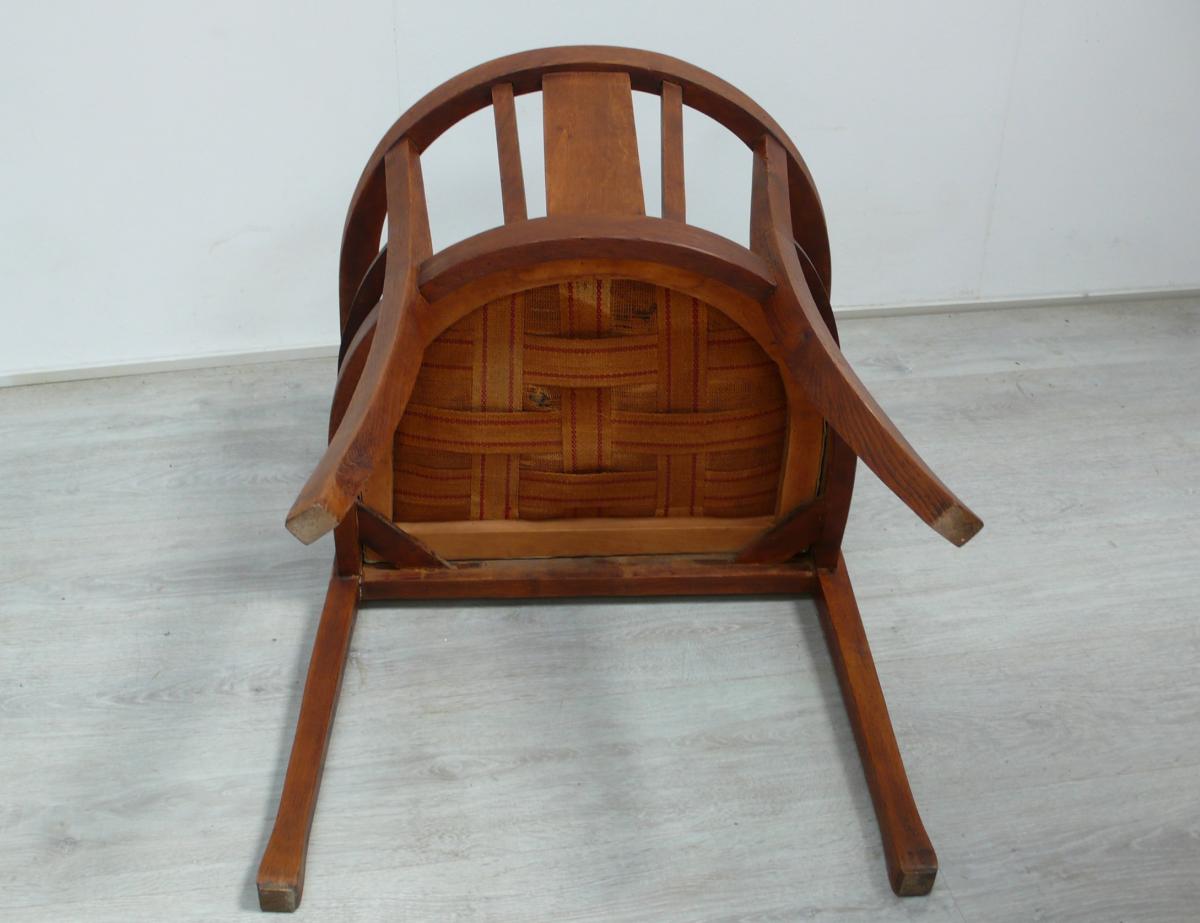 1900er Stuhl mit Armlehnen Leder-Sitzfläche, Gründerzeit, Früher Bauhaus Stil Gropius Stil 5