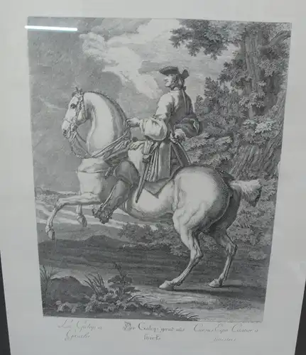 Johann Elias RIDINGER Der Galopp gerad aus links Radierung