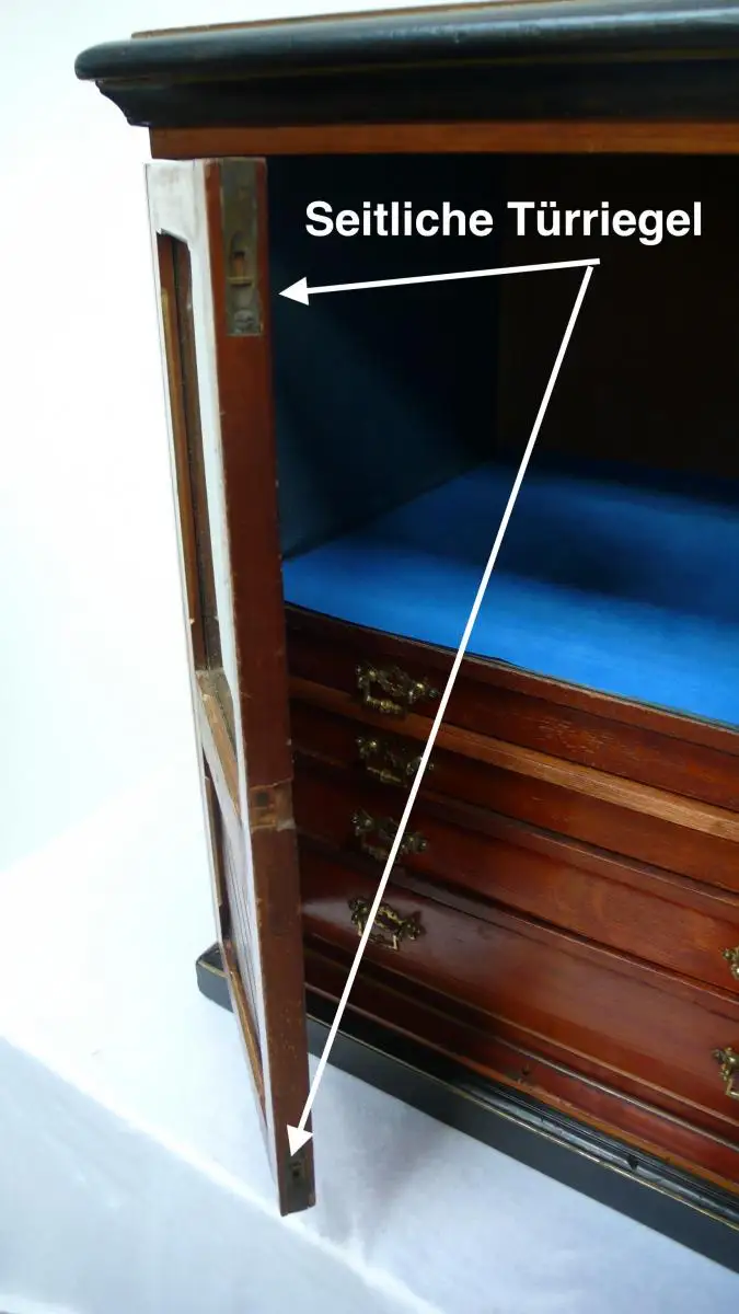 Schmuckschrank  Schmuckkasten aus Englischem Besteckschrank mit 2 Spiegeltüren 4 Schubladen, England um 1880 4