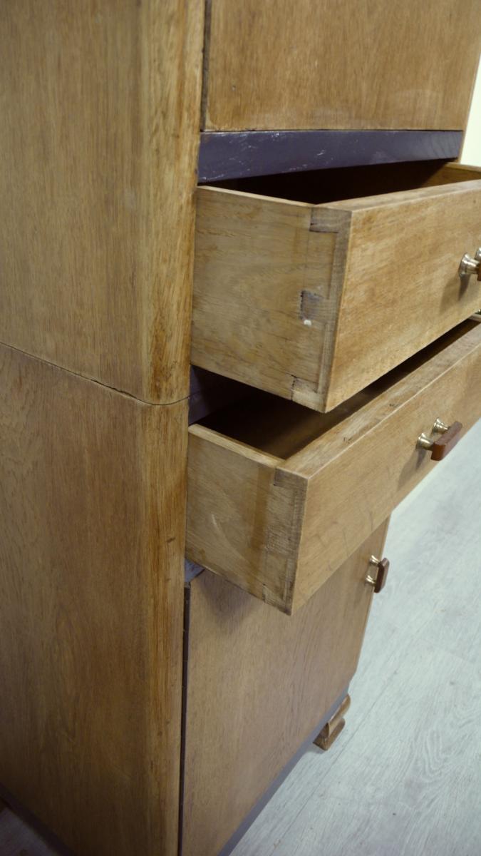 Schmaler Schrank als Barschrank, Geschirrschrank, Vertiko usw Eiche Vollholz + D'Grau Art Déco 30er 5