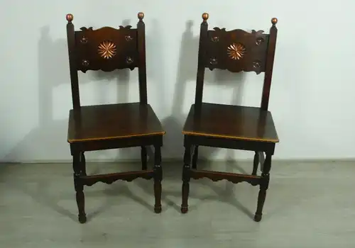 2 antike Stühle Vollholz um 1880 Gründerzeit, Spanischer Kolonialstil