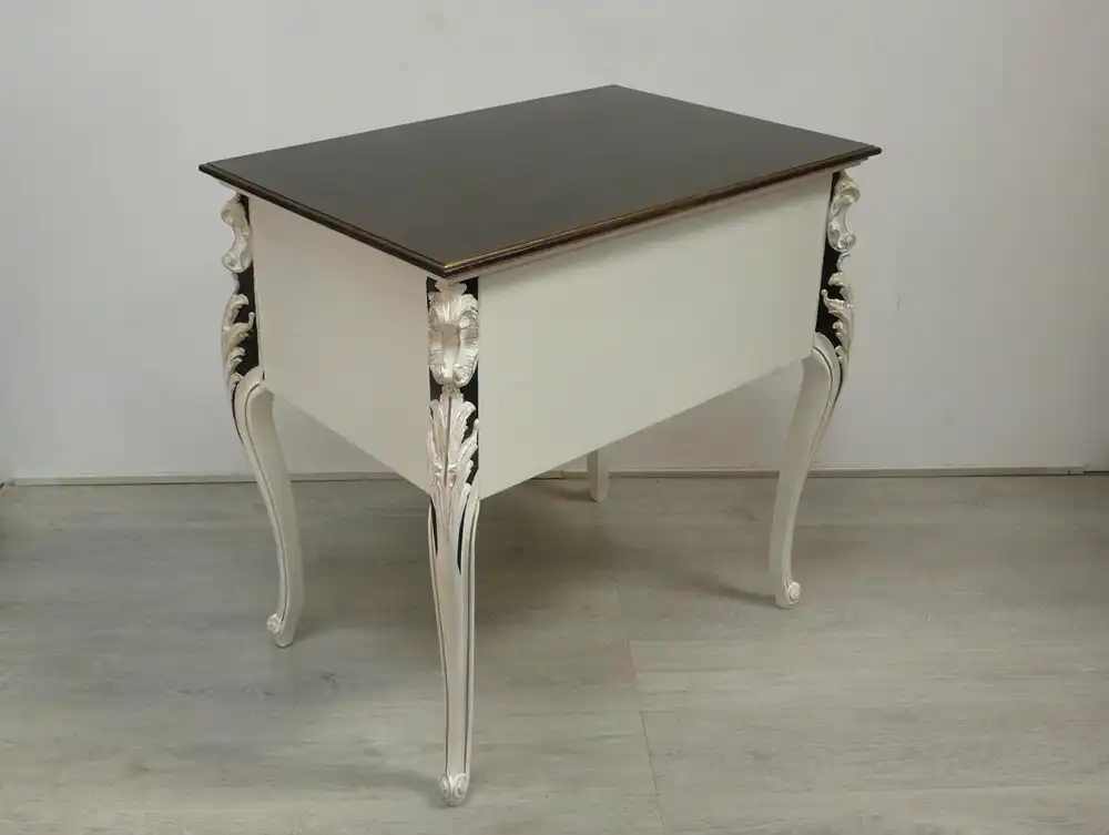 Konsolentisch Anrichte mit Türfach, Vollholz um 1930, im Chippendale Barock Stil,  Mint Weiß Gold, handbemalt  4