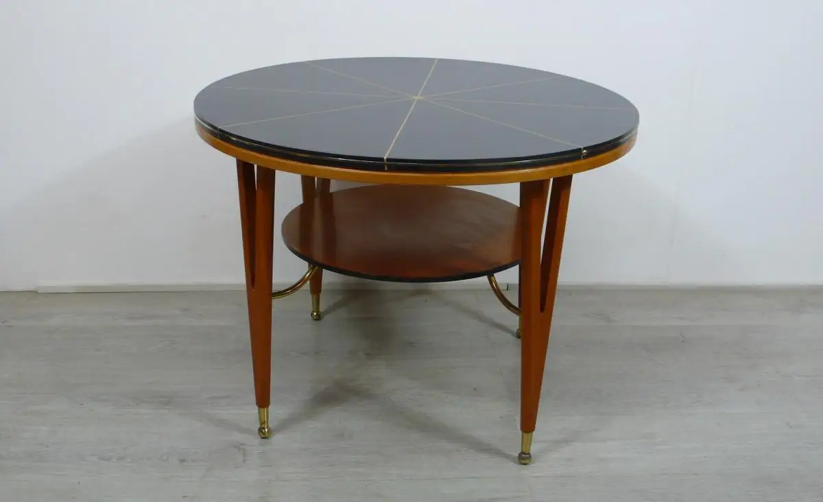 ILSE Möbel Couchtisch rund + Ablage Nr 257, Buche + Dunkelgrau, 50er Mid Century Modern 2