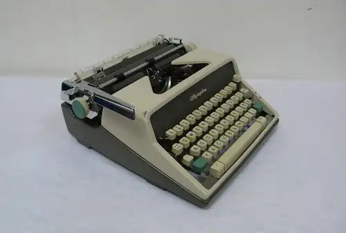 Schreibmaschine Olympia SM 7 mit Koffer 1964, Grau + Grün, sehr gute Funktion, Made in Germany Typewriter