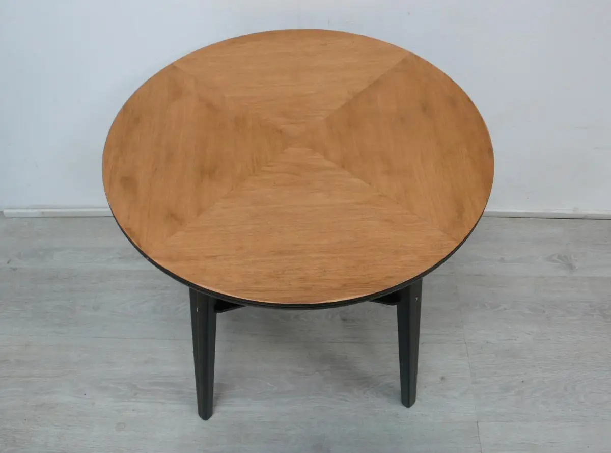 ILSE Möbel Couchtisch, 50er Cocktailtisch rund Nr 6209 in Nuß Natur + Schwarz, Mid Century Modern 2