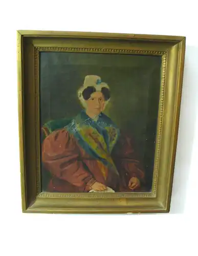 Biedermeier Dame Frau Porträt Ölgemälde um 1830 ? B40xH47 cm original Holzrahmen