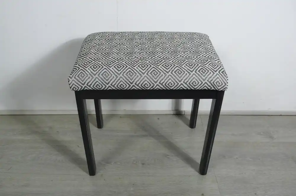 2 Hocker / Tritthocker 50er Dunkelgrau + Schwarz-Weiß Polster, 50er 60er 6