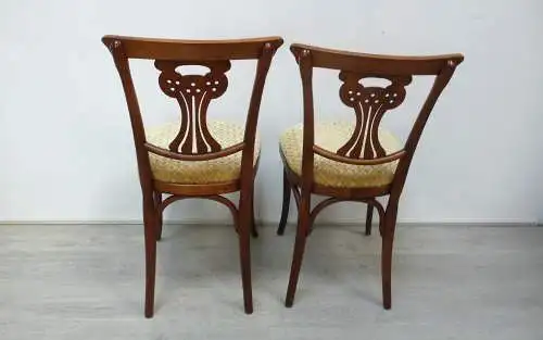 Set mit 6 Jakob & Josef Kohn Stühle Esstischstühle Esszimmerstühle Fächerlehne mit Polsterung, um 1900