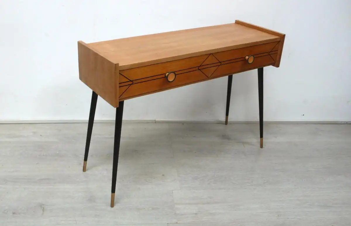 50er 60er Flurschrank Kommode 2 Schubladen schräge Beine Mid Century Modern 1