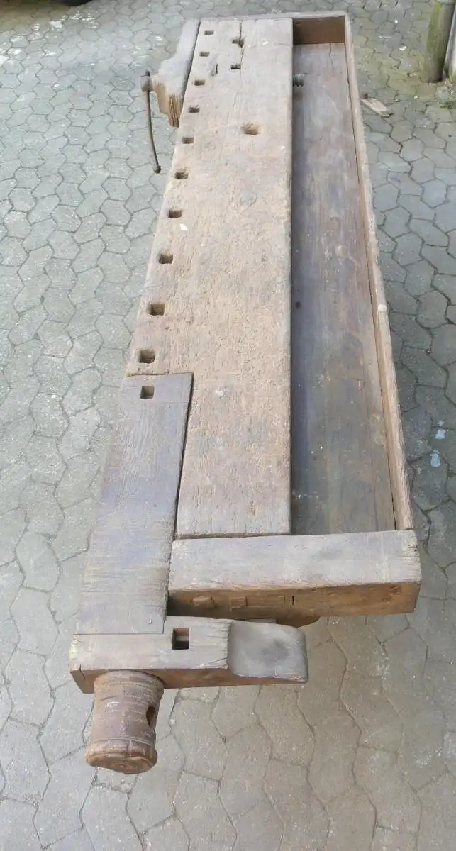 Werkbank Schreiner sehr alt Eiche Vollholz, als Anrichte, Kochinsel, Hausbar ? 6