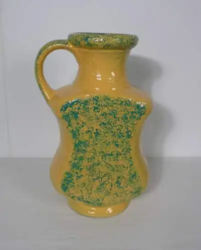 60er Bodenvase Henkelvase von Dümler & Breiden, Pastell Orange + Türkis, handbemalt verschönert, Made in Germany, Mid Century Modern